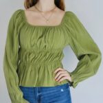 Blouse Verte Longues Manches