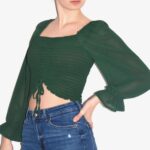 Blouse verte crop réglable