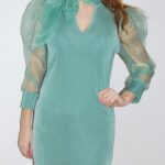 Robe-vert-eau-tulle-noeud