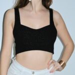 Crop top noir brillant