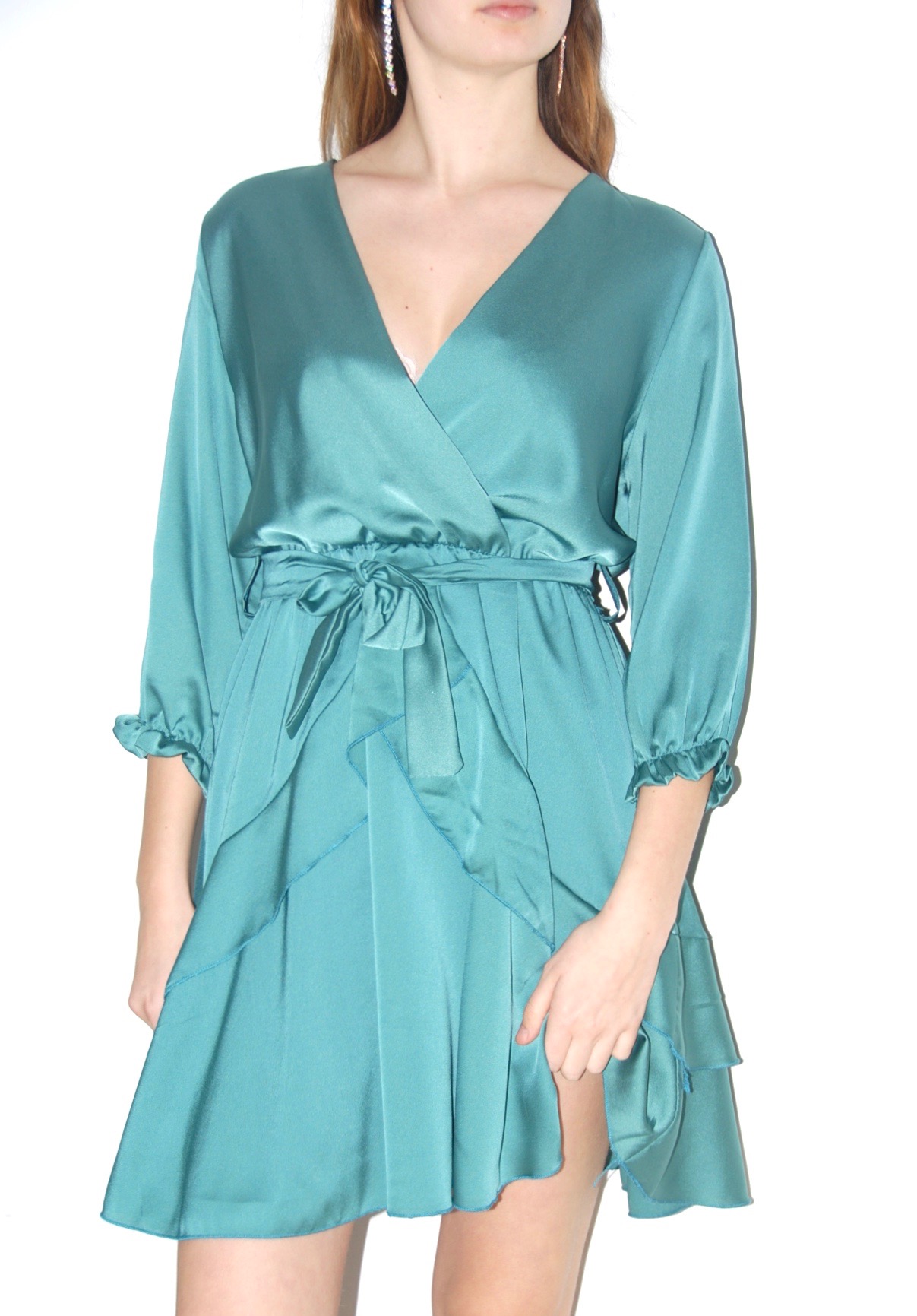 Jade Robe With Pockets Robe Jade satinée – Arzélia